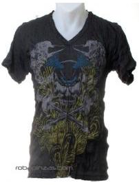 ZAS robapinzas.com | Camiseta calavera espada, algodón cuello pico