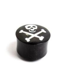 ZAS robapinzas.com | Plug medidas de 4mm a 12mm realizado en cuerno de búfalo motivo calavera, precio unidad
