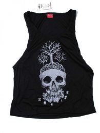ZAS robapinzas.com | camiseta tirantes fosfo calavera. camsieta de tirantes con el lateral abierto 100% algodón en colores básicos y fosforescentes. Talla única