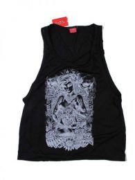 ZAS robapinzas.com | camiseta tirantes fosfo Lady calavera. camsieta de tirantes con el lateral abierto 100% algodón en colores básicos y fosforescentes. talla única (m-L)