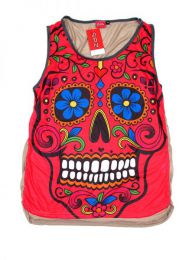 ZAS robapinzas.com | top calavera hippie, top de tirantes 100% algodón de tela fina fresca y ligera estampado con calavera hippie.