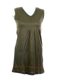 ZAS robapinzas.com | Vestido liso de viscosa con detalles bordados