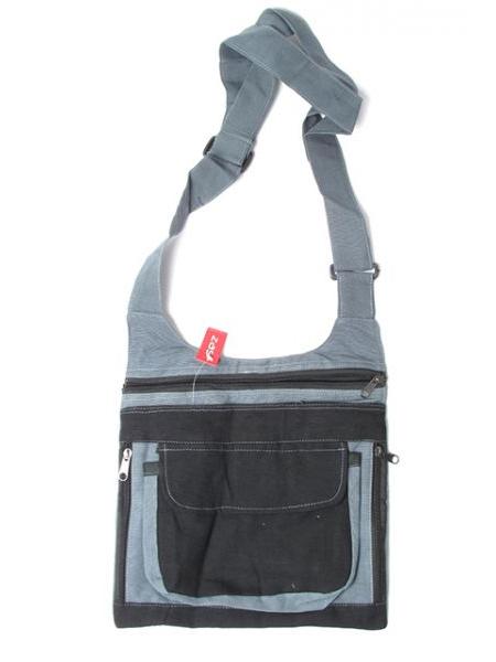 Bolso plano bicolor con multiples bolsillos compartimentos y cremalleras. Forro interno bandolera regulable. 100% algodón ZAS robapinzas.com | Bolso plano bicolor con multiples bolsillos compartimentos y cremalleras. Forro interno bandolera regulable. 100% algodón