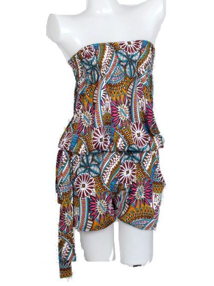 mono estampado flores hippie, mono corto estampado con cinturón de tela talla unica ZAS robapinzas.com | mono estampado flores hippie, mono corto estampado con cinturón de tela talla unica