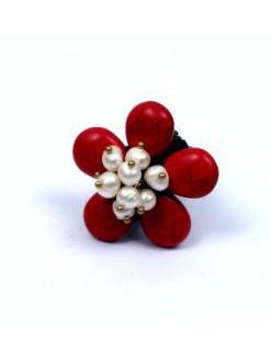 Modelo: Rojo Anillo con forma de flor realizado Mod Rojo