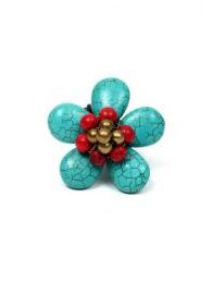 Modelo: Azul rojo Anillo con forma de flor realizado Mod Azul rojo