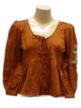ZAS robapinzas.com | 
	Blusa algod&oacute;n lisa, botones, lazo, estampado dorado en hombro y espalda
