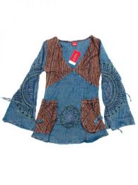 Modelo: Azul Blusa hippie de algodón Mod Azul