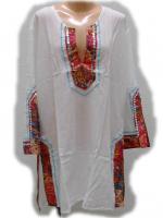 ZAS robapinzas.com | 
	Blusa algod&oacute;n lisa larga, abierta a los lados, adornos estampados. LIQUIDACION HASTA FIN DE EXISTENCIAS
