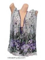 ZAS robapinzas.com | Blusa de Algodón muy amplia, estampada cordón para ajustar el escote. 
