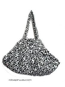 ZAS robapinzas.com | 
	Bolso de algod&oacute;n estampado de mano u hombro con compartimento interior con cremallera. Cierre cremallera.
