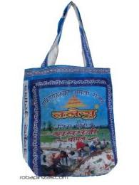 ZAS robapinzas.com | 
	Bolsa de la compra reciclado impermeable tama&ntilde;o grande para el super... la playa..., dise&ntilde;os obtenidos de los sacos originales de marcas de arroz basmati India
