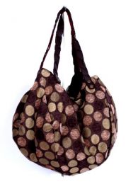 ZAS robapinzas.com | bolso capazo grande de telas &eacute;tnicas de circulos material aterciopelado. el bolso es comvertible por medio de clips pudiendose hacer m&aacute;s grande o m&aacute;s peque&ntilde;o, asas de piel