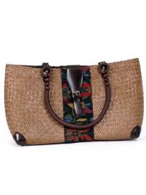 ZAS robapinzas.com | bolso de rafia en combinaci&oacute;n contelas &eacute;tnicas y tribales, con forro cremattela y detalles en piel. medidas 28x48x13 cm