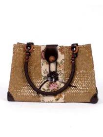 ZAS robapinzas.com | bolso de rafia combinada con telas tribales y &eacute;tnicas, con forro cremallera y detalles y adornos en piel. medidas 25x40x13cm