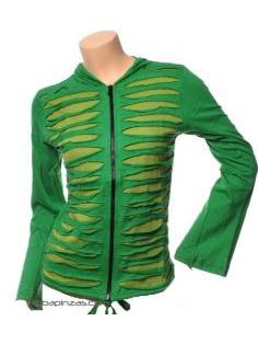 ZAS robapinzas.com | 
	Chaueta de algod&oacute;n "desgarrada" con bolsillos y capucha. talla &uuml;nica
