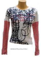 ZAS robapinzas.comCamiseta algodón manga larga a rayas, estampado abstract 
