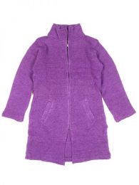 Modelo: Morado Abrigo largo de lana Alternativo. Mod Morado