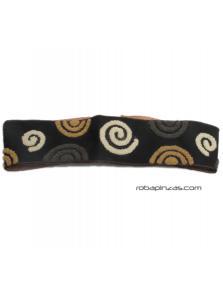 ZAS robapinzas.com | 
	Cintur&oacute;n ancho brocado dise&ntilde;o de espiral, hebilla de madera, belcro largo ajustable a todas las tallas..
