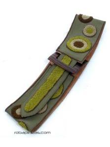 ZAS robapinzas.com | 
	Cintur&oacute;n algod&oacute;n brocado luna llena, hebilla de madera con velcro
