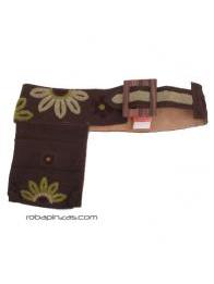 ZAS robapinzas.com | 
	Bolso cartuchera de algod&oacute;n brocado para la cintura 1 bolsillo, motivo FLOR, hebilla de madera con Velcro ajustable a todas las tallas.
