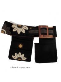ZAS robapinzas.com
	Bolso cartuchera de algod&oacute;n brocado para la cintura 2 bolsillo, motivo FLOR, hebilla de madera con Velcro ajustable 2 tallas.

