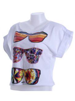 ZAS robapinzas.com Camiseta gafas colores, manga corta amplia. Talla &uacute;nica