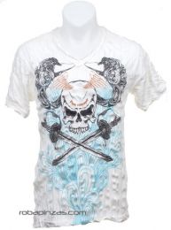 ZAS robapinzas.com | Camiseta calavera espada, algod&oacute;n cuello pico