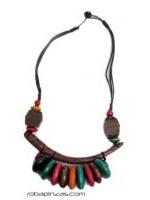ZAS robapinzas.com | 
	Collar tribal asim&eacute;trico estilo africano. realizado en maderas duras tropicales como Sono y Teka, sin remavches realizado a base de nudos
