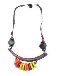 ZAS robapinzas.com | Collar tribal asim&eacute;trico estilo africano. realizado en maderas duras tropicales como Sono y Teka, sin remavches realizado a base de nudos