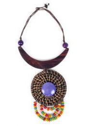 ZAS robapinzas.com | Collar &eacute;tico tribal estilo africa, en rafia con piedra central