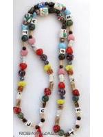 ZAS robapinzas.com | Collar largo de cuentas de cerámica decoradas