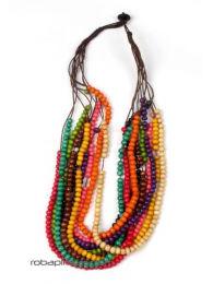 ZAS robapinzas.com | 
	Collar tribal multivueltas de bolitas de madera de colores con cierre de botón

