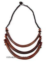 ZAS robapinzas.com | 
	Collar tribal étnico de madera, 3 niveles con cierre de botón
