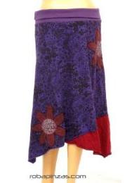 ZAS robapinzas.com | 
	Falda estampada flor pacth, algod&oacute;n
