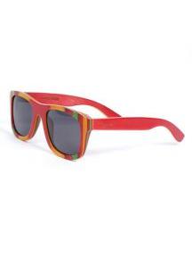 ZAS robapinzas.com | gafas de sol de madera root. montura de madera skateborad rainbow y lentes grises tac polarizadas protección uv400, incluye funda de yute, embalaje de cartón y gamuza root. medida frontal: 14,2x5cm (ancho-alto