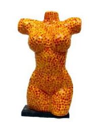 ZAS robapinzas.com Lampara body mosaico, lampara de fibra de v&iacute;drio cobertura mosaico de cristal, completa con casquillo enchufe y base de madera alto 40cm&nbsp;