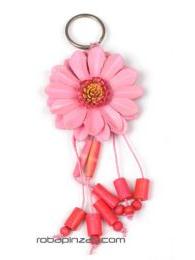Modelo: Rosa llavero flor de cuero grande Mod Rosa