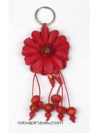 Modelo: Rojo llavero flor de cuero grande Mod Rojo