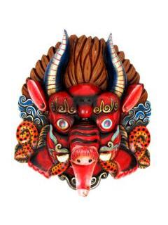 ZAS robapinzas.com | 
	M&aacute;scara Ganesh en madera tallada y decorada a mano al detalle. Alto 60cm
