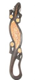 ZAS robapinzas.com | 
	Gecko en madera decorado a mano estilo antiguo, alto 100cm
