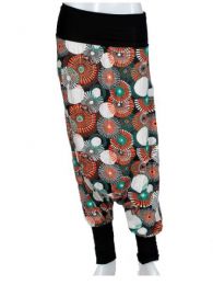 ZAS robapinzas.com | pantal&oacute;n min-imandalas estampado hippie, cintura y pu&ntilde;o en color liso oscuro bolsillos traseros, talla &uacute;nica