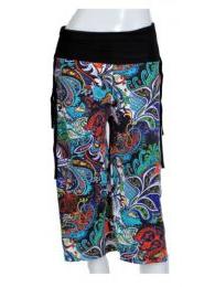 ZAS robapinzas.com | pantal&oacute;n estampado hippie 3/4 amplio de pierna con bolsillos, talla &uacute;nica