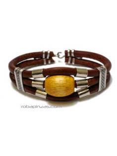 ZAS robapinzas.com | Pulsera de cuero ancho, formas variadas, cierre metálico