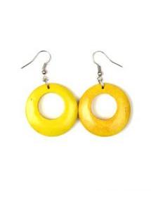 Modelo: Amarillo pendientes donut madera medianos, Mod Amarillo