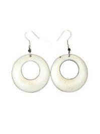 Modelo: Blanco pendientes donut madera medianos, Mod Blanco