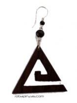 ZAS robapinzas.com | 
	Pendiente madera espiral triangular, cierre bisuter&iacute;a, precio por PAR

