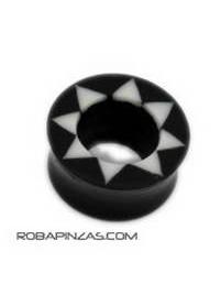 ZAS robapinzas.com | Plug tallado en hueso y cuerno de búfalo, motivo estrella con orificio, medidas 10-12-14 mm Precio Unidad