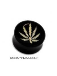 ZAS robapinzas.com | Plug de cuerno de búfalo, marihuana inlayed, medidas 4 - 6 y 8 mm , Precio Unidad.