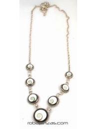 ZAS robapinzas.com | Collar blanco negro, plata y ojo de shiva